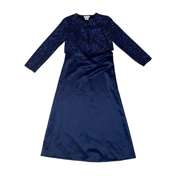 Amy Byer Girls Navy Blue Slip Dress Jacket Two Piece Cocktail Evening Set 16 - Picture 1 of 10